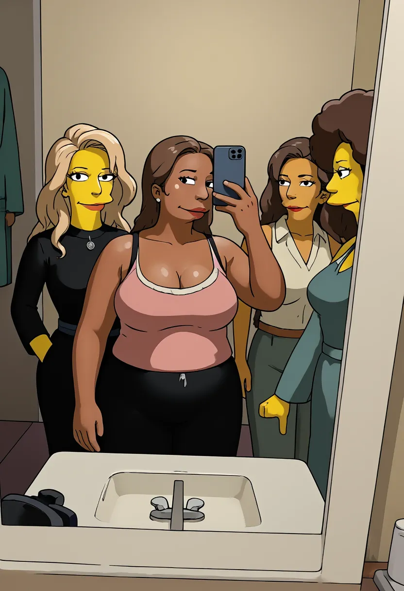 two shot panel, Curvy Black woman with Afro, lifting up blue shirt to show her white high cut panties, speech bubble saying "Hey, look over here, for a second...", realistic art style, intricate details
