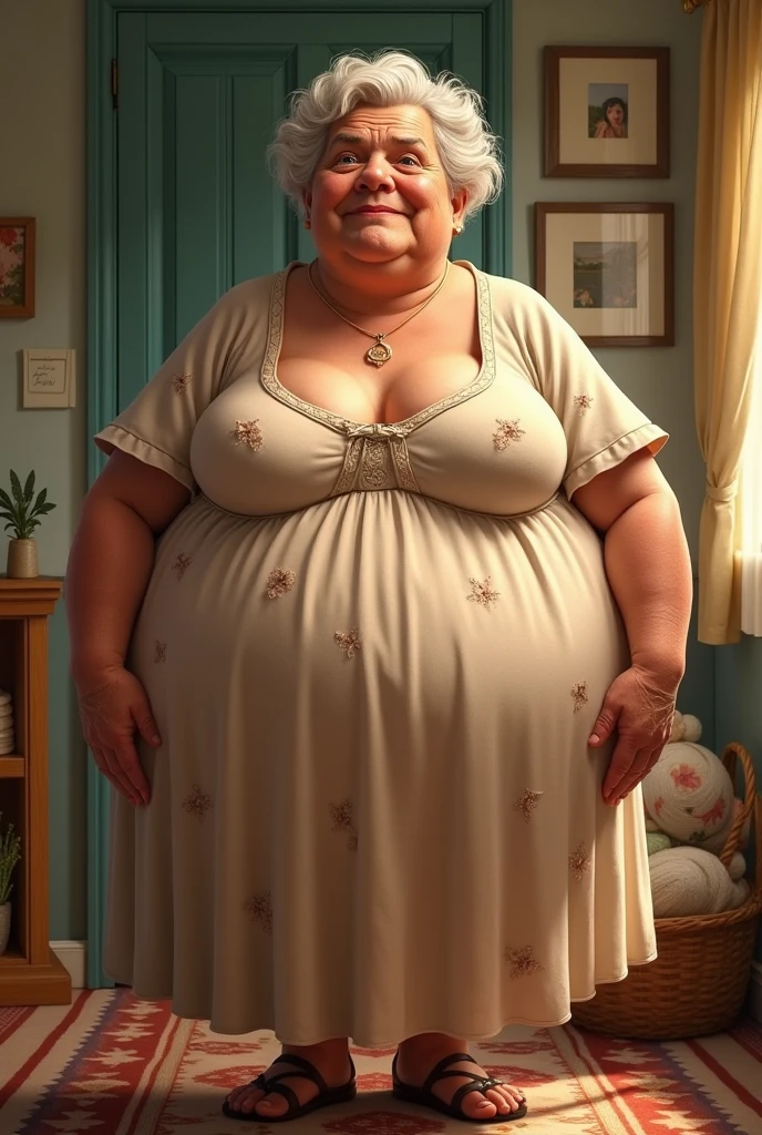 Curvy woman with grey hair, beautiful and naked