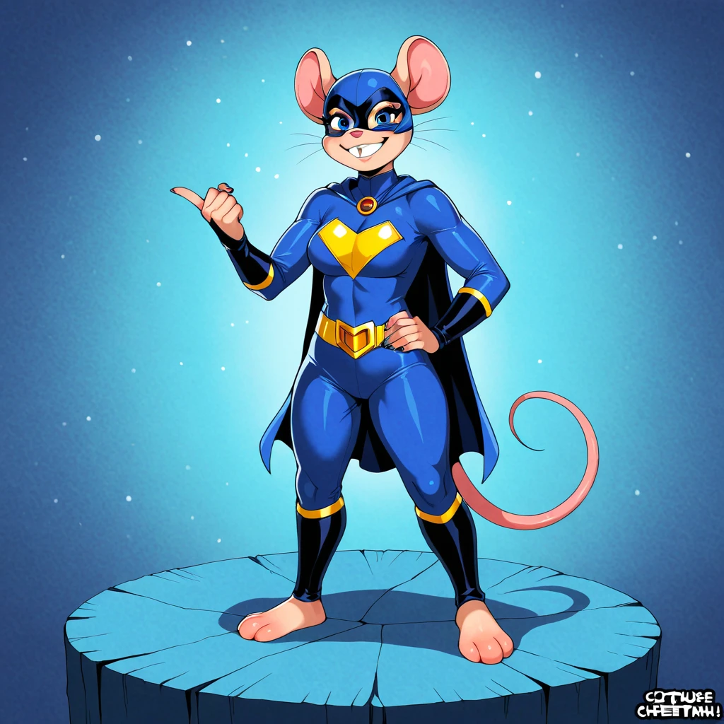 Wonder Woman mouse with tentacles in polka-dot art style