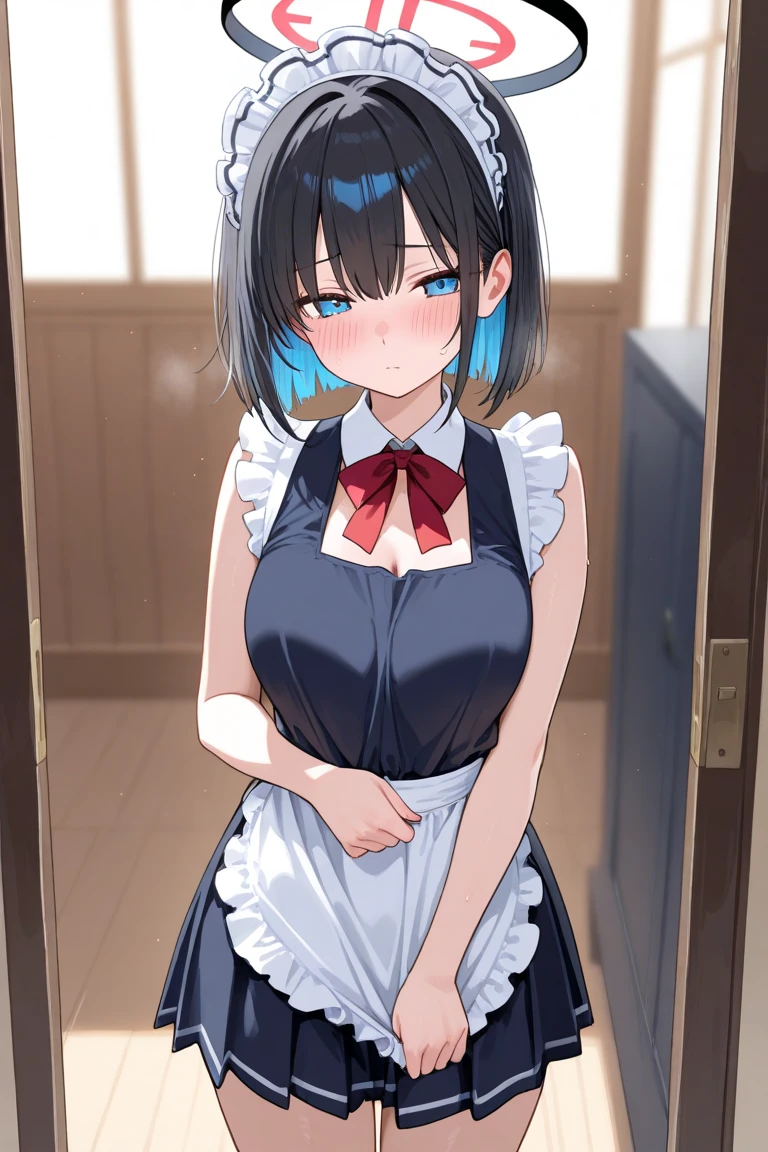 (((Pixel Perfect, Perfect in every detail,nsfw))), alone, One girl, Ruka Sarashina, Blue Ribbon, big , (maid), View your viewers, smile, In the room, Are standing