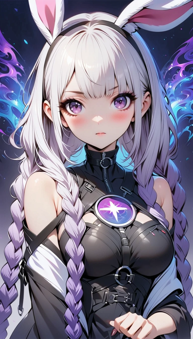 最high quality、best image quality、masterpiece、girl((20-year-old、 By becoming、vest bust、medium bust,wide open breast tea、shining eyes, silver hair、long hair、thin,highest valley、black sports bra、black sports pants、shoulder tattoo,diamond earrings、Wristband、black jacket、necklace、cute pose)),high quality、beautiful art、background((Virtual space、neon lighting、neon light、Live feeling))、Flight、debris flies、Depth of written boundary、movie、visual art、perfect art、8K,genuine、Dynamic Performance