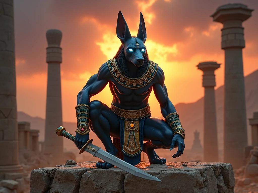 Anubon, El dios egipcio del inframundo, se sienta frente a un edificio de piedra, Dios enojado Anubis, El dios Anubis, Foto del fantasma de Anubis, Anubis, El dios egipcio, Anubis reptiliano, Anubis-reptil, Retrato de Anubis, Dios egipcio, Tormenta dios egipcio, Guerrero egipcio, mystical anubis valkyrie