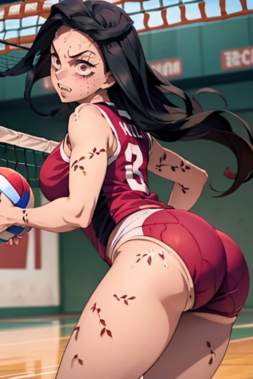 (asura art style:0.7), score_9, score_8_up, score_7_up, score_6_up, uncensored, yor briar, black hair, white hairband, red eyes, sidelocks, BREAK (masterpiece:1.2), best quality, high resolution, (beautiful detailed eyes:1.3), perfect lighting, (perfect hands, perfect anatomy), hearts, pleasured, huge breasts, 1girl, breasts, visor cap, volleyball, cleavage, sunglasses, bikini, navel, swimsuit, solo, volleyball \(object\), thighs, outdoors, beach, open mouth, smile, sky, looking at viewer, alternate hairstyle, day, volleyball net, blue sky, veiny breasts, sports bikini, bare shoulders, ball, sweat, sportswear, collarbone, :d, red headwear, holding, thick thighs, sand