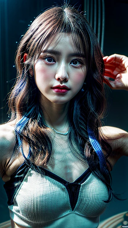 (8k, RAW photograph, highest quality, masterpiece:1.3),(Genuine,photograph:1.37),(Looking at the audience:1.331),Pause,One girl,とてもbeautiful顔,small,Hair weight,Fluffy hair,Random representation,Big eyes,highest quality Hair,((highest quality)), ((masterpiece)), (detailed), whole body、wallpaper、Attention to detail、Perfect balance、Tight waist、Chestnut Hair、beautiful, Beautiful Skin、beautiful white skin、(masterpiece:1.3), 一眼レフphotograph、Best image quality: 1.4, (Rough long hairstyle:1.2)、(Soft Breasts)、small胸、Cleavage:1.2、Spy x Family Yol Forger Costume、Spy x Family、In combat