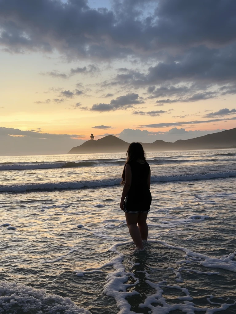 Bunda grande, There is a beautiful woman standing in a pool on the beach, O oceano ao fundo, paradise in the background, oceano ao fundo, no oceano, ao lado do oceano, on the ocean water, Posando!!, com vista para o oceano, em uma piscina luxuosa, stands in a pool of water, piscina de borda infinita, no meio do oceano, 4k, UHD, ultrarrealista, alta qualidade, Best Definition