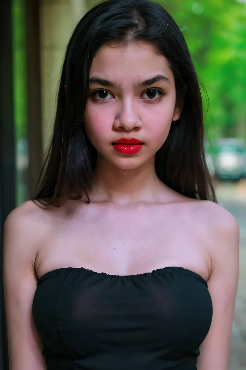 ((I am fifteen years old)), (thin Skinny), green fluorescence Strapless Jumbo (Fatty), adorable, (1 girl), (face to face), , baby face, sad, half body portrait, (face details: 1), (eye details: 1), ((big breasts Solid:1.54)). wearing translucent (transparent) transparency (soft short t-shirt cropped) , hijab, .. Cute posed. proportional body. Ultra High Res. realistic: 1.4, UHD, view from side seductive pose, (viddinillah:1.3), (red Lipstick:1.2), (sad face expressions:1.3) (LITTLE SMALL GIRLS), LITTLE SMALL GIRLS, LITTLE SMALL GIRLS, (shine dark black tone skin:1.7), (round cheeks:1.7)