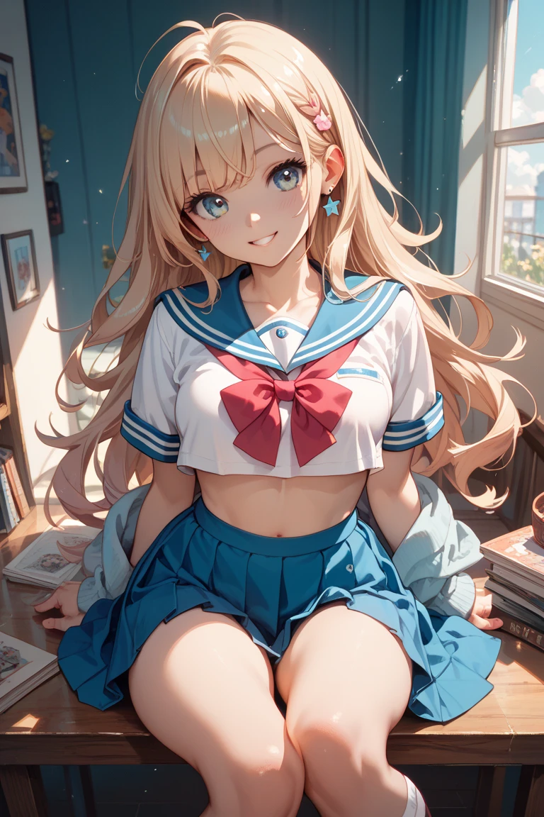 1girl, masterpiece, best quality, absurdres, long hair,(shiny skin:1.1), (show off underwear:1.3), from below, close up nether region , white underwear, skirt,Stylish panties、Stylish uniforms,Twin tails、Curly hair,Ultra low angle,Backlight,Shiny Hair,Stylish accessories,