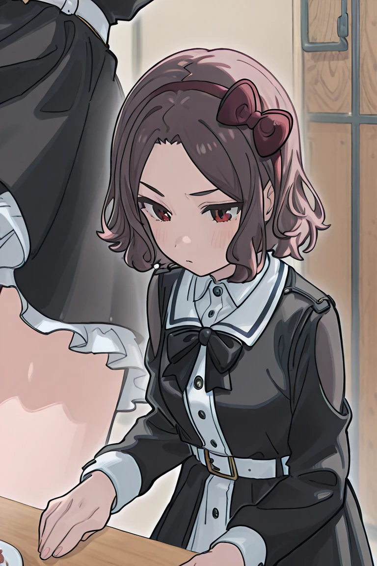 ((Лучшее качество)), ((шедевр)), (подробный), a young girl of medium height with short brown hair is holding a limp severed penis of a man next to a bloody knife