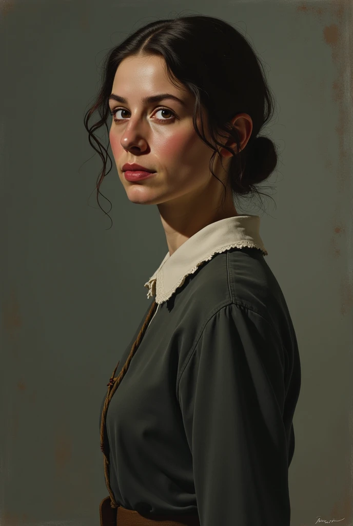 A russian women, in white shirts, epic realism