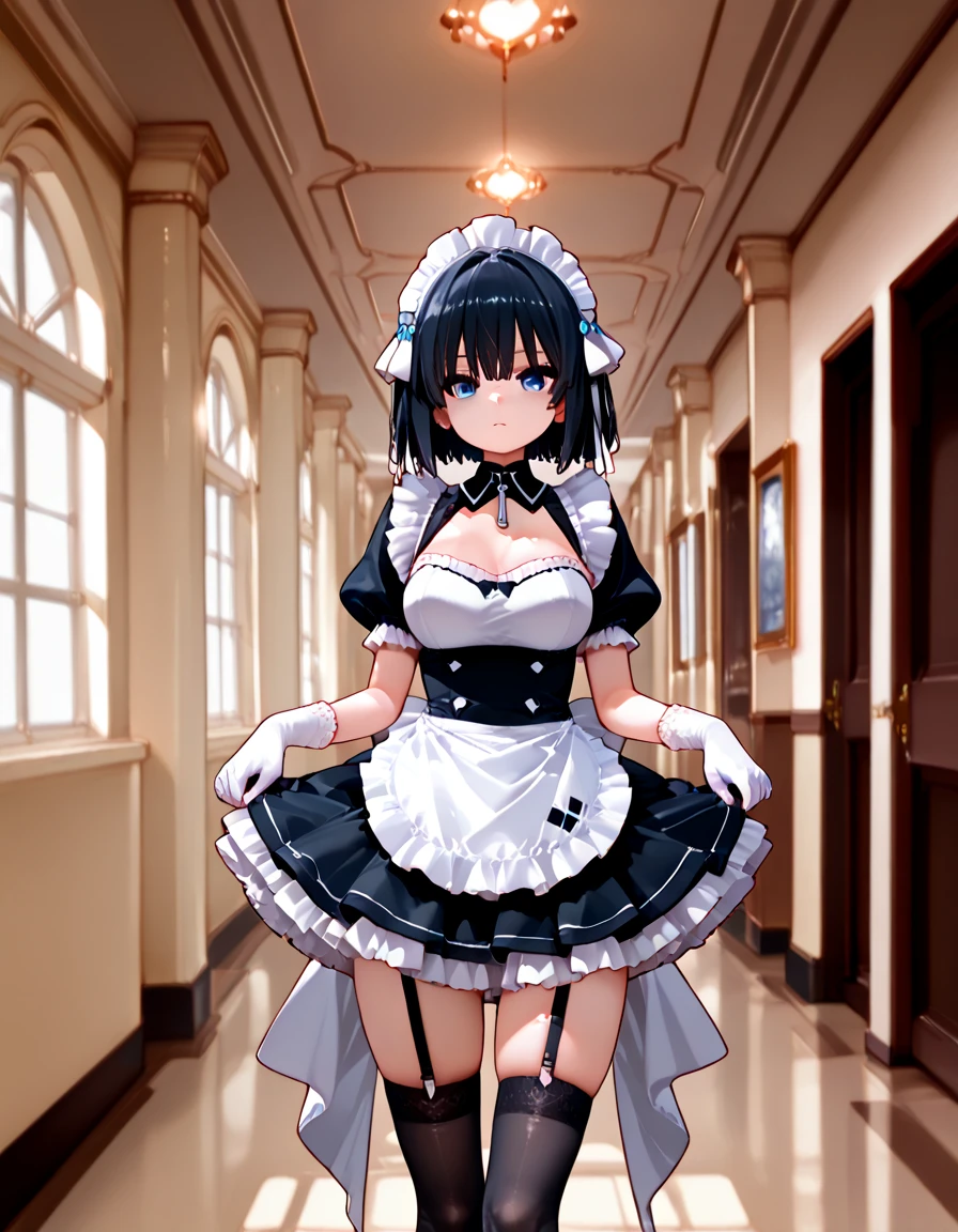 (masterpiece:1.5), (best quality:1.5),(high resolution:1.5),(8k:1.5),full body,(master face:1.8),(master body:1.5),(megami magazine:1.5),(master hands:1.7),(master fingers:1.7),(1woman:1.5),pale skin,(full body:1.3),(fighter:1.5), black long ponytail hair,black eyes,(large breasts:1.3),(large ass:1.2),(small nipples:1.2), belt buckle, , black maid head long dress with white apron puffylong sleeves frills,armor,(clothed:1.3, ),(Draw a face accurately:1.5),long skirt,