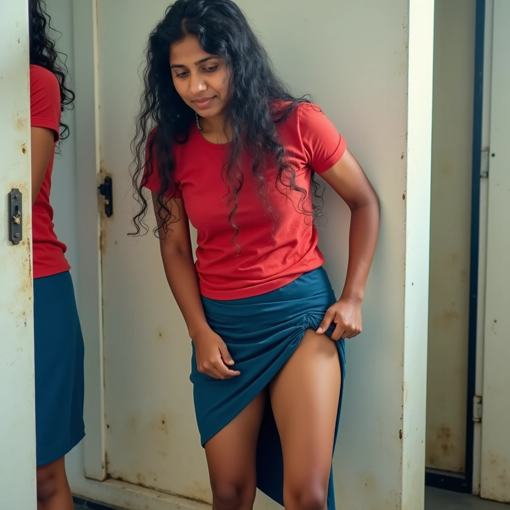 Drawing picture of a Kerala college student sitting on the toilet