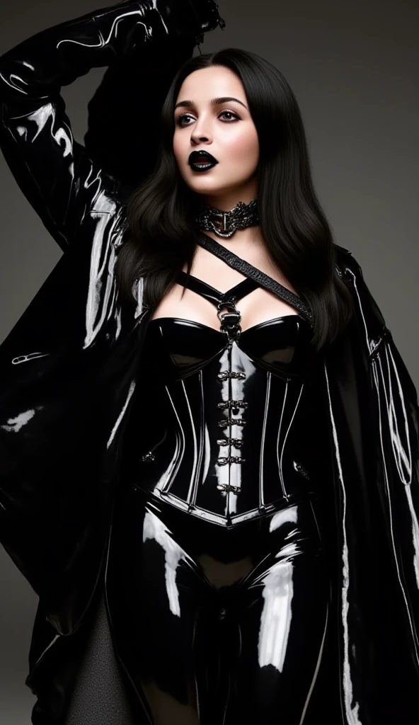 (realistic,photography:1.2),slim and sexy goth woman,beautiful detailed eyes,beautiful detailed lips,extremely detailed eyes and face,longeyelashes,tight strappy crop top,very tight short hotpants,blonde messy hair,black makeup,dramatic shadows,vivid colors,masterpiece,photorealistic,high quality,ultra-detailed,studio lighting,physically-based rendering,professional