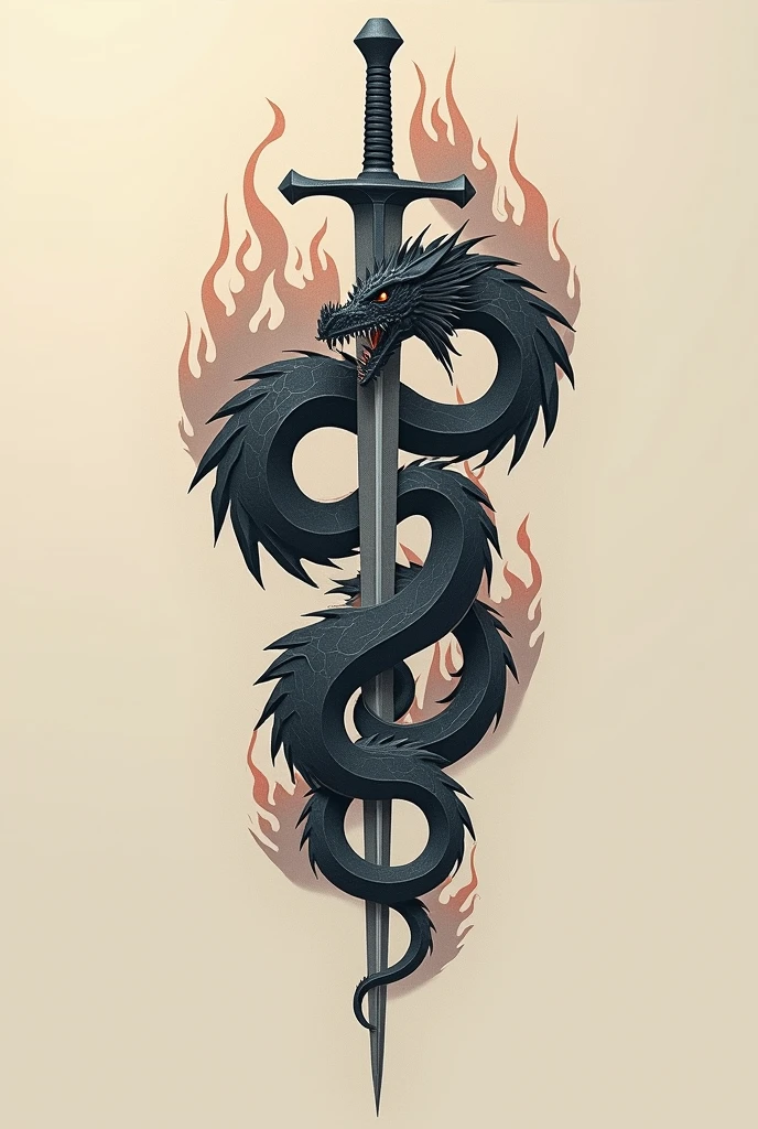A tattoo design of a Leviathan axe with a Fenrir wolf around it.