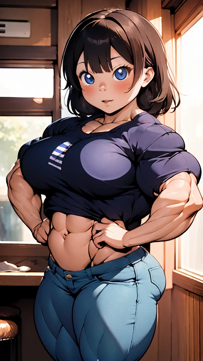 ,2girls,beautiful face, muscular female, alternate muscle size,camisole,blush,muscular ,torn clothes,muscular ,biceps,