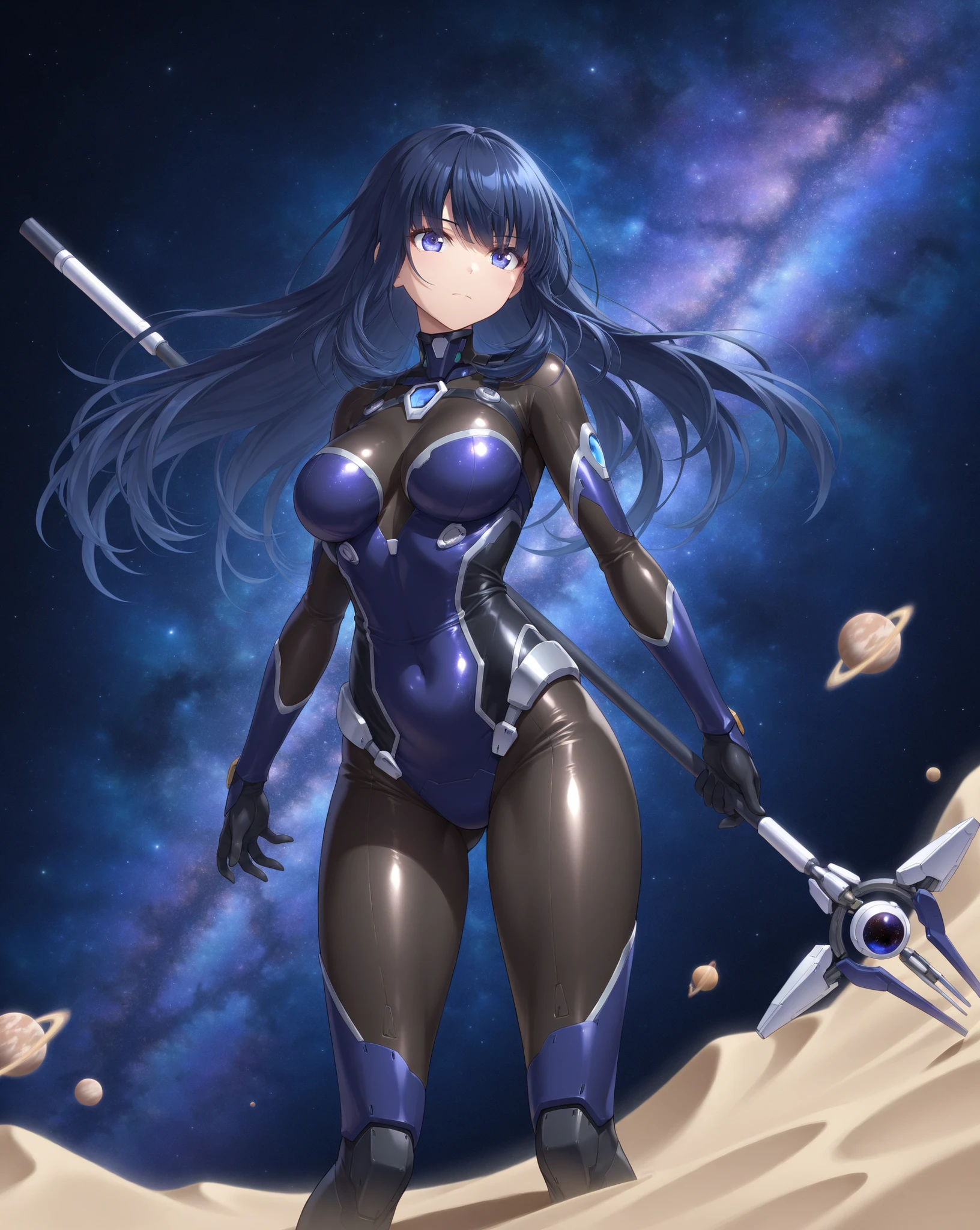 Very detailed, clear, beautiful body, Beautiful nose, Beautiful character design, perfect eyes, perfect face, very high, 4k, Beautiful legs, perfect legs, good hand, perfect hand, Masterpiece, best quality, haveรายละเอียดสูง, illustration, nonsense, perfect anatomy, street fighter, doll set, Chadaloo Doll, doll set, expressionless, empty eyes, look at viewer, red gloves, Emotionless, black Latex, corruption, mind control, female warrior, full body, hypnotized, ความมึนงงที่ไม่haveความสุข, full body suit, Ribbed bodysuit, Both arms are at the sides., obey, perfect woman's body, extremely glossy Latex, hypnosis, Hipnolora, empty eyes, mind control device, Poses, give up_Pose, slave, standตัวตรง, stand, stand at attention, have, necktie, belt, Latex, Ribbed bodysuit, thigh high, garter belt, fighting posture, Extend your right arm away from your shoulder into the air with your hand straight., soldier, thigh boots, 1 girl, hair accessories, blue hair, long hair, purple eyes, (((pixel perfect, perfect detail))), alone, 1 girl, United States of America, Featherine Augustus Aurora, Higurashi when they cry, Umineko when they cry, smooth, blunt, bow tie