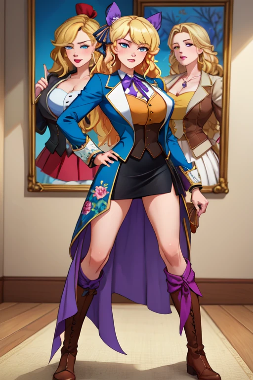 (masutepiece, Best Quality:1.2), Cowboy Shot, Solo, 1girl in, alicia melchiott, Smile, Looking at Viewer, arms folded, Twin-tailed, Head dress, Military uniform, neck tie, thighs thighs thighs thighs