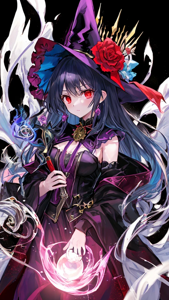 a picture of a woman with long purple hair and a black dress, gothic maiden anime girl, nightcore, ((a beautiful fantasy empress)), portrait gapmoe yandere grimdark, gapmoe yandere grimdark, anime style like fate/stay night, shadowverse style, /!\ the sorceress, princess of darkness, with vivid purple eyes