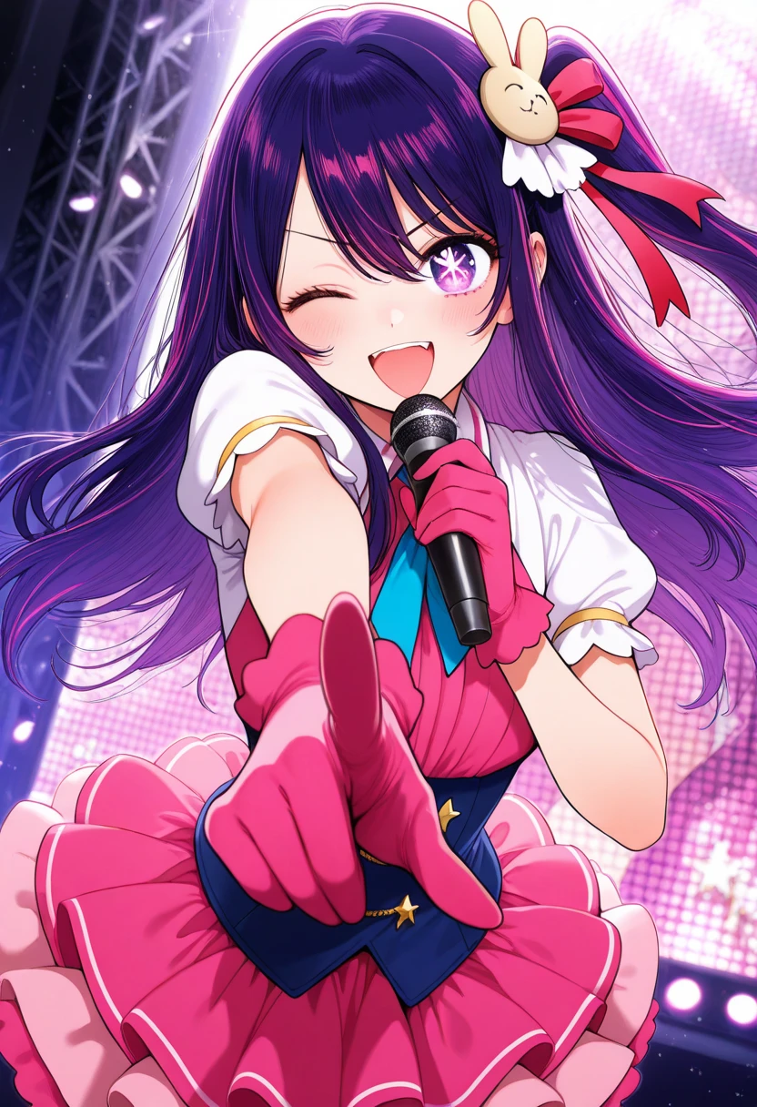 Ai Hoshino, frill dress, crowd of, :d, tmasterpiece, Best quality, The content is very detailed
