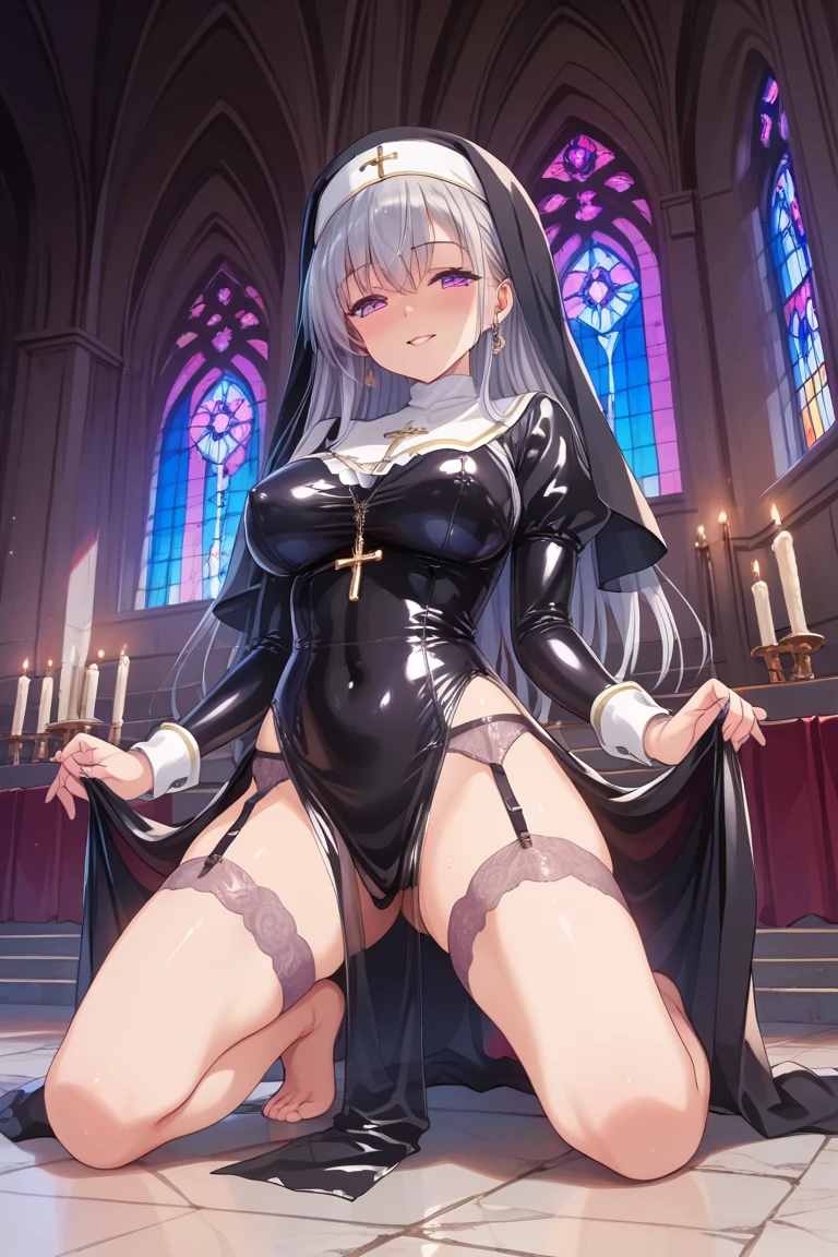 Church, worship, nun outfit, elf girl, blindfold, nipple piercing, gag, garter belt, sex with man, penis insertion, squirting Feels good Cramp Ahegao Wet Crotch、Love juice、Sexy、Shaking legs、Semen overflows from the pussy. Embarrassing. Lots of people.