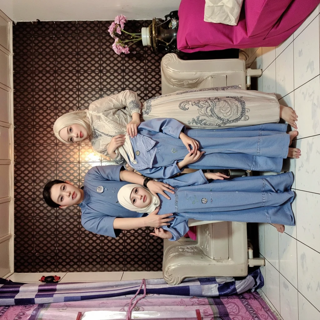 potret bayi laki laki indonesia umur 1 bulan, memakai gamis muslim warna putih, dengan peci, baground Al Qur'an, dan Ka'bah kecil,  photography