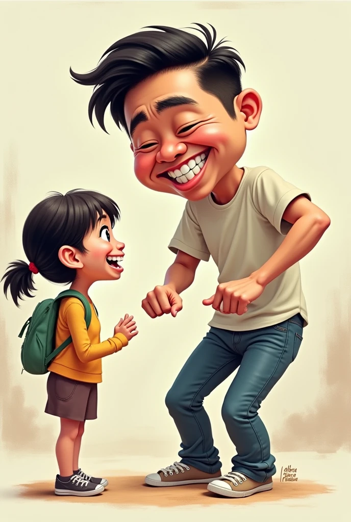 A heartwarming and playful 3D render of King Kong's massive hand reaching down to give a friendly fist bump to a joyful, smiling . The girl is wearing a pink dress and has her hair tied in pigtails. The background is a soft, warm, and bright light, which adds to the overall cheerful atmosphere. The focus of the frame is the King Kong hand and the delighted , with only the tip of the girl's dress visible beneath the towering grasp., 3d render