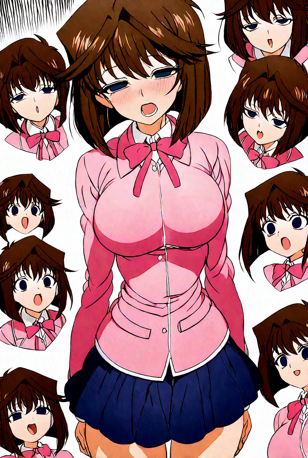 anime style , blur filter, a woman, female face, in a bunny suit