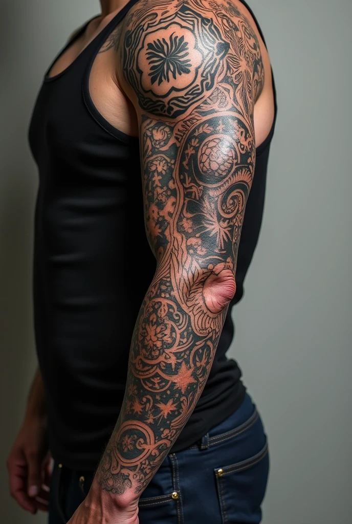 I want a unique linework tattoo for a man's abdomen