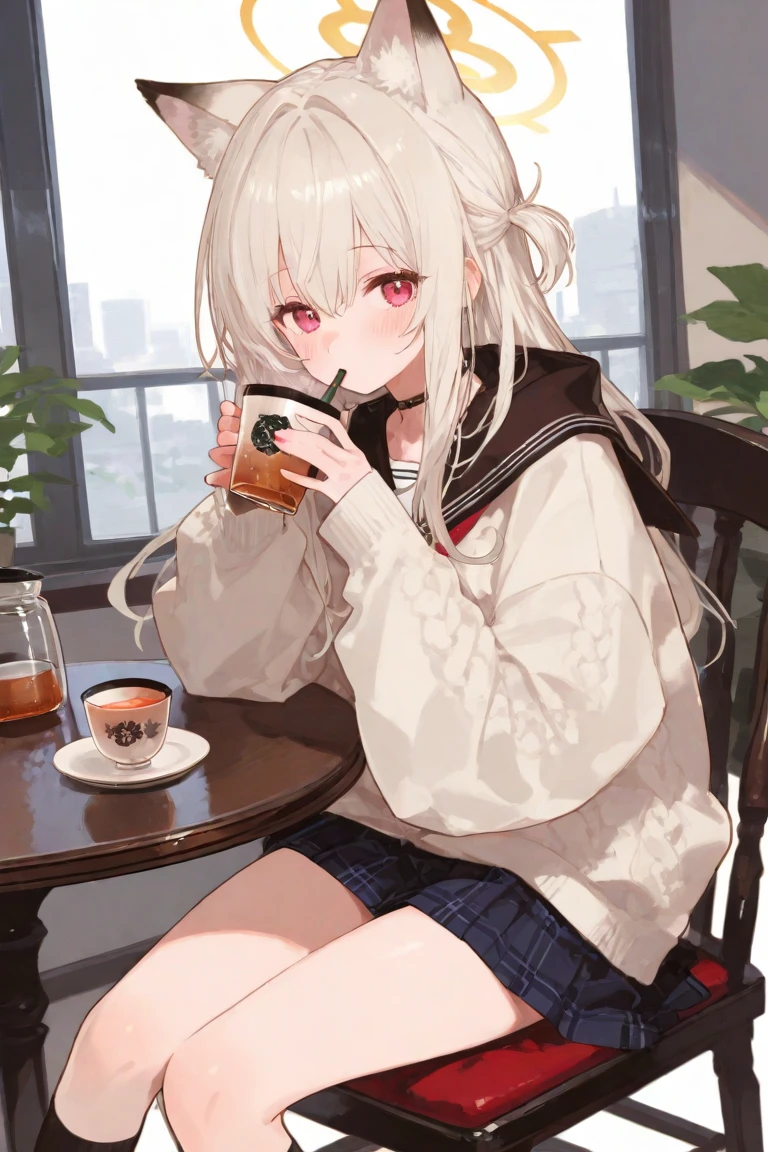 Highest quality、masterpiece、beautiful、Detailed、Age: 18、classroom、dynamic pose、sit astride、open legs、in heat、covered erectile nipples、Taking a bite of melting soft serve ice cream、(Cream on thighs:1.4)、cream on スカート、wearing スカート