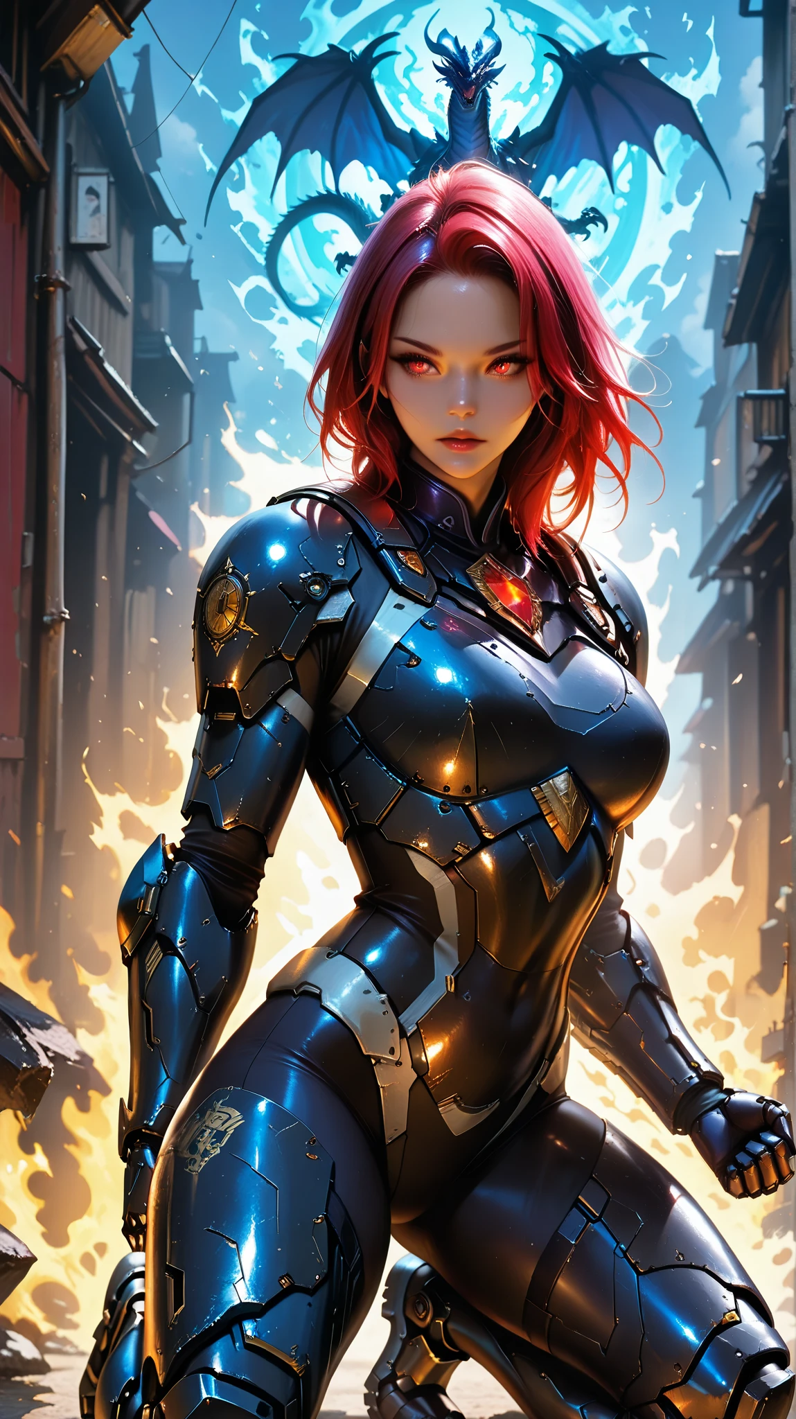 ( masterpiece,),(best quality),Photo Realistic,realism,Super Fine,Is the Perfect Face,perfect body,1 Cool Beauty,Shiny,Cold Beauty,Black Dragon Mechanic Armor,Black Dragon Mechanical Armor,Black Dragon Exoskeleton, Combat Pose ,Cool Pose,,Yingwu,Brave Spirit,Silhouette lighting ,full body photo