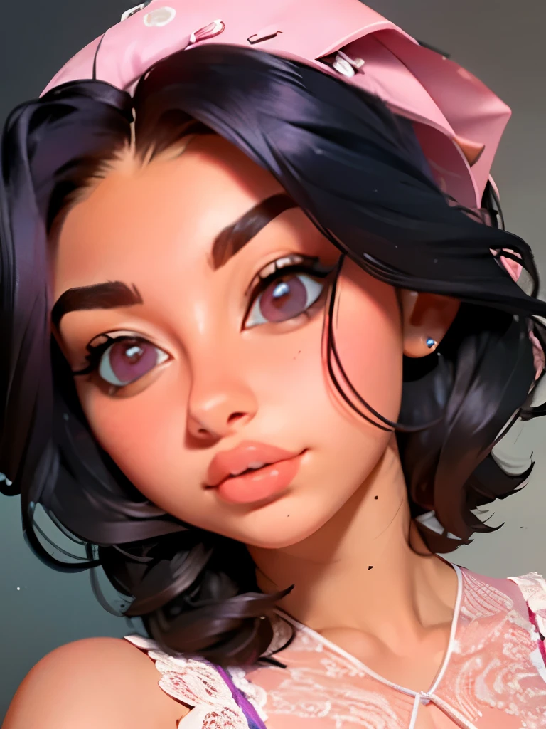 a close up of a woman in a pink dress posing for a picture, violet myers, angelawhite, sexy girl, busty, demi rose, 18 years old, clear portrait of demi rose, curvy model, portrait sophie mudd, portrait demi rose, seductive lady, 21 years old, lacey, gorgeous woman, beautiful goddess, 2 