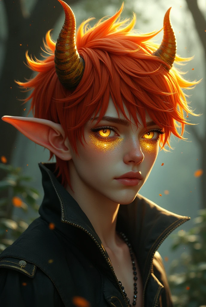 Creates the image of Curupira.

Description, a white boy with fiery hair, Indian features and with Indian facial paint reminiscent of fire and elven ears. burning eyes.
