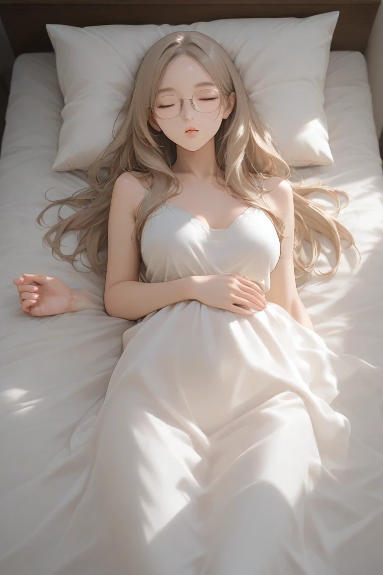 (((Vulgarity)))、(((Sleeping on your back on the bed)))、(((Bend the knee of the right leg)))、(((Open your mouth wide to the maximum)))、top-quality、超A high resolution、a picture、Twin-tailed、Photos of the most beautiful girls in the world、Detailed cute and perfect beautiful face、(pureerosface_v1:0.008)、alice in the wonderland、18year old、White shiny skin、Long bangs、(Golden shiny platinum blonde super long straight silky hair)、finer hair、Round face、Beautiful big pale blue eyes、Large double eyelids、eye liner、Pink Wedding Dresses、without makeup, ((Petite)), ((Little)), ((Flat)), ((skinny)),