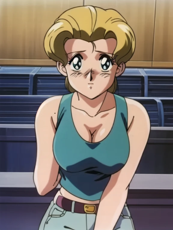 1 girl, front view, blush, amazing, lovely girl, from behind, (katsuragi misato), best quality, great artwork, sensual image, bouncing breast, (white background:1.3, shy, saliva, solo, bend over:1.3, v arms, yellow blouse), eyes detail, face detail, sit with spread legs, with white panties, bottomless
