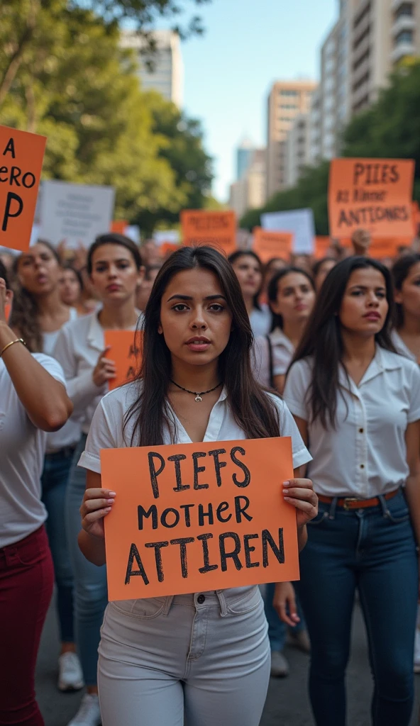 An image of a child in a campaign about violence against women with posters