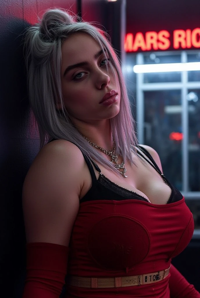 Slightly curly hair, rimless glasses, small spots under the corners of the mouth, / note lilac earrings, slightly closed mouth, red lips, surrealism, high detail, strong chiaroscuro, film graininess, panorama, ultra high-definition, precise, textured skin.