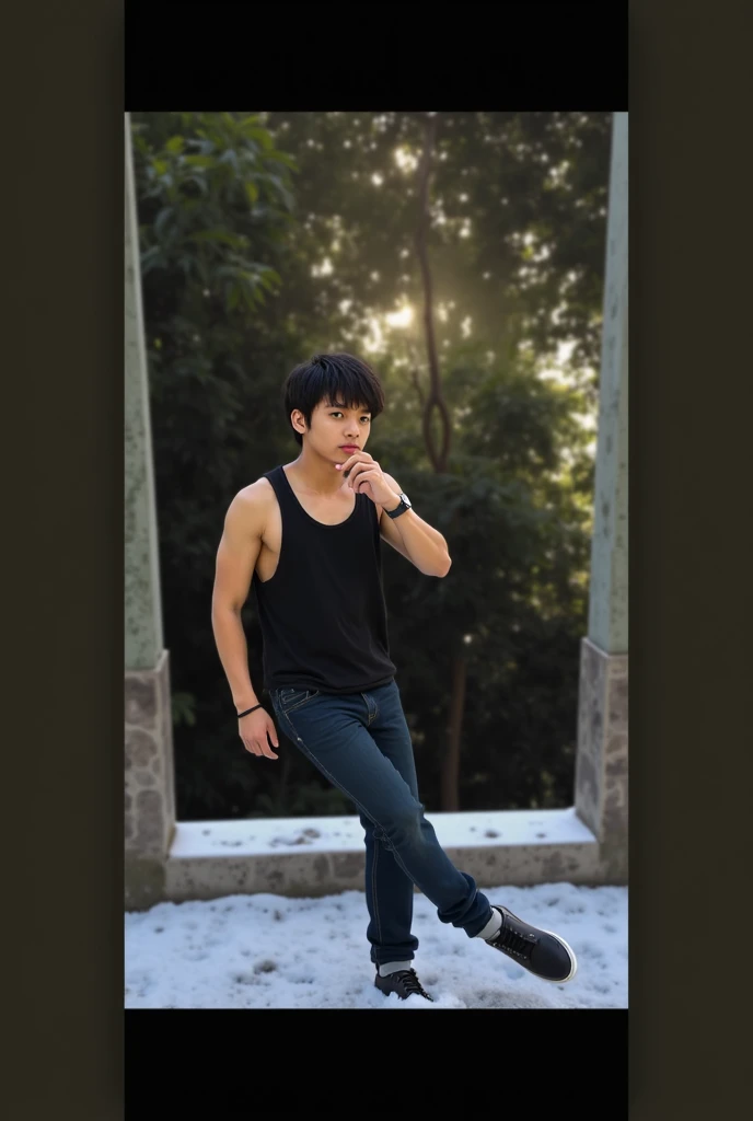 Cute boy original face natural background 8k ultra