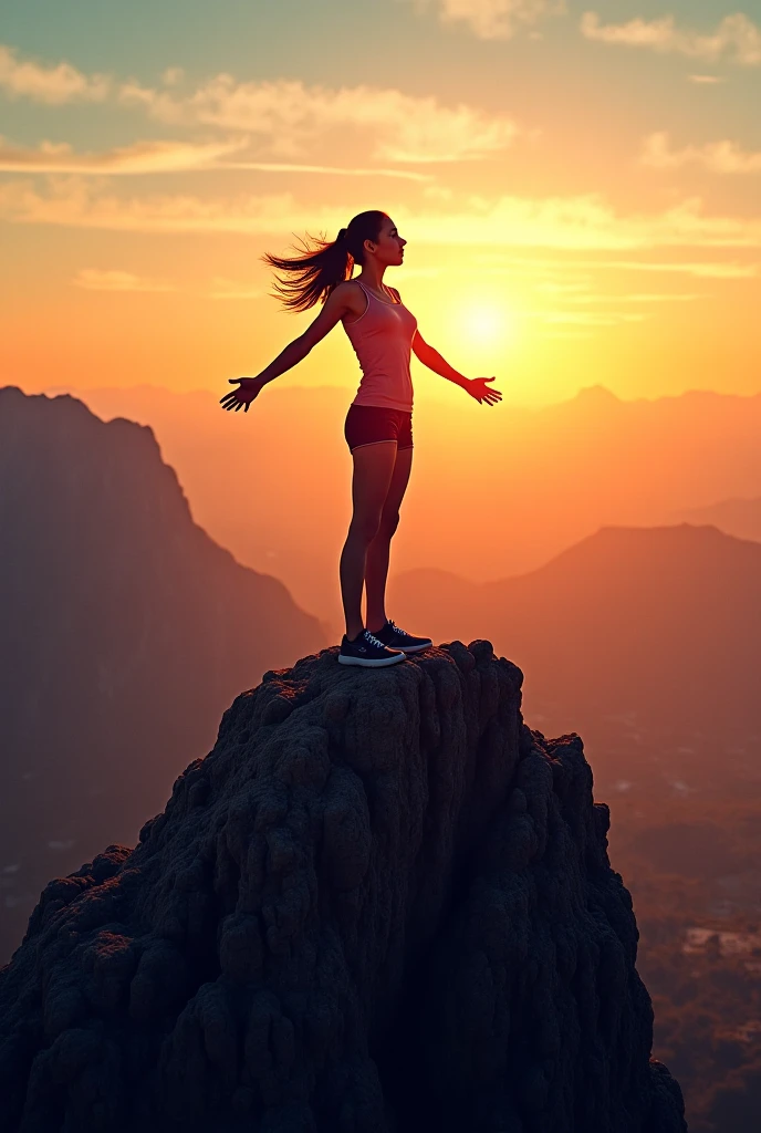 yoga silhouette,at the summit, Abstract,