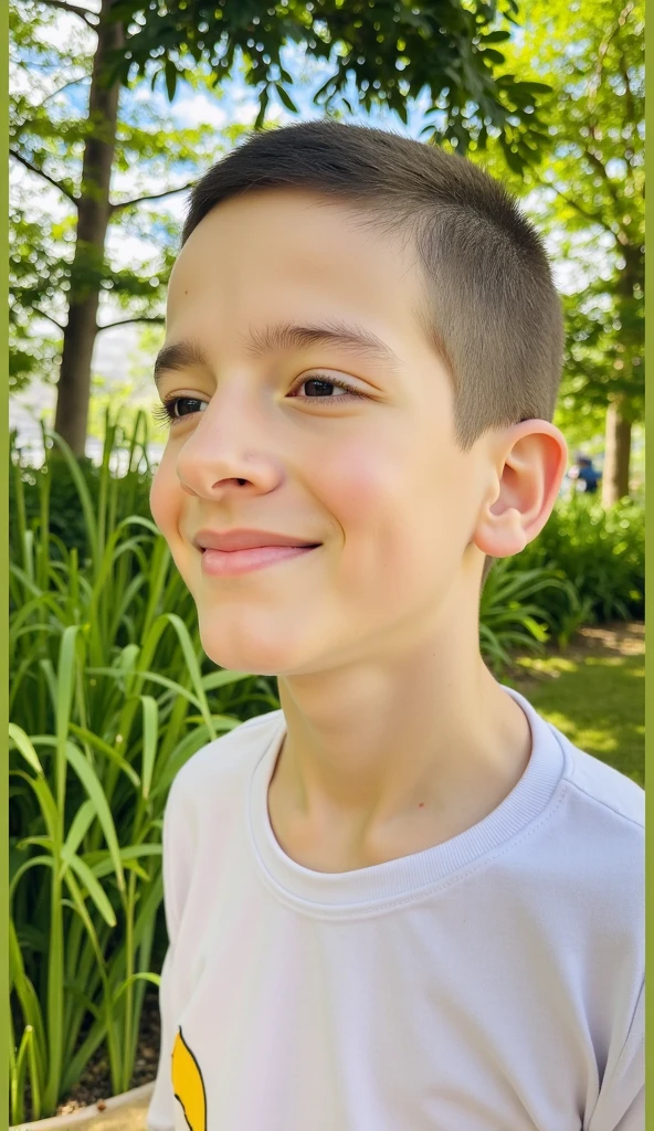 Aquarela. Menino jovem 10 anos , cabelos castanhos, sorridente, muito alegre, correndo, vista de frente, corpo inteiro, blusa branca, The background is a beautiful and cozy house in the countryside, jardim com flores, ensolarado, qualidade perfeita, (mess-house: 0.8), (obra-prima: 1.2) (Realista: 1.2) (Bokeh) (Melhor qualidade) (Pele detalhada: 1.3) (Detalhes intrincados) (8K) (Olhos de detalhe) (foco nítido), (Feliz)