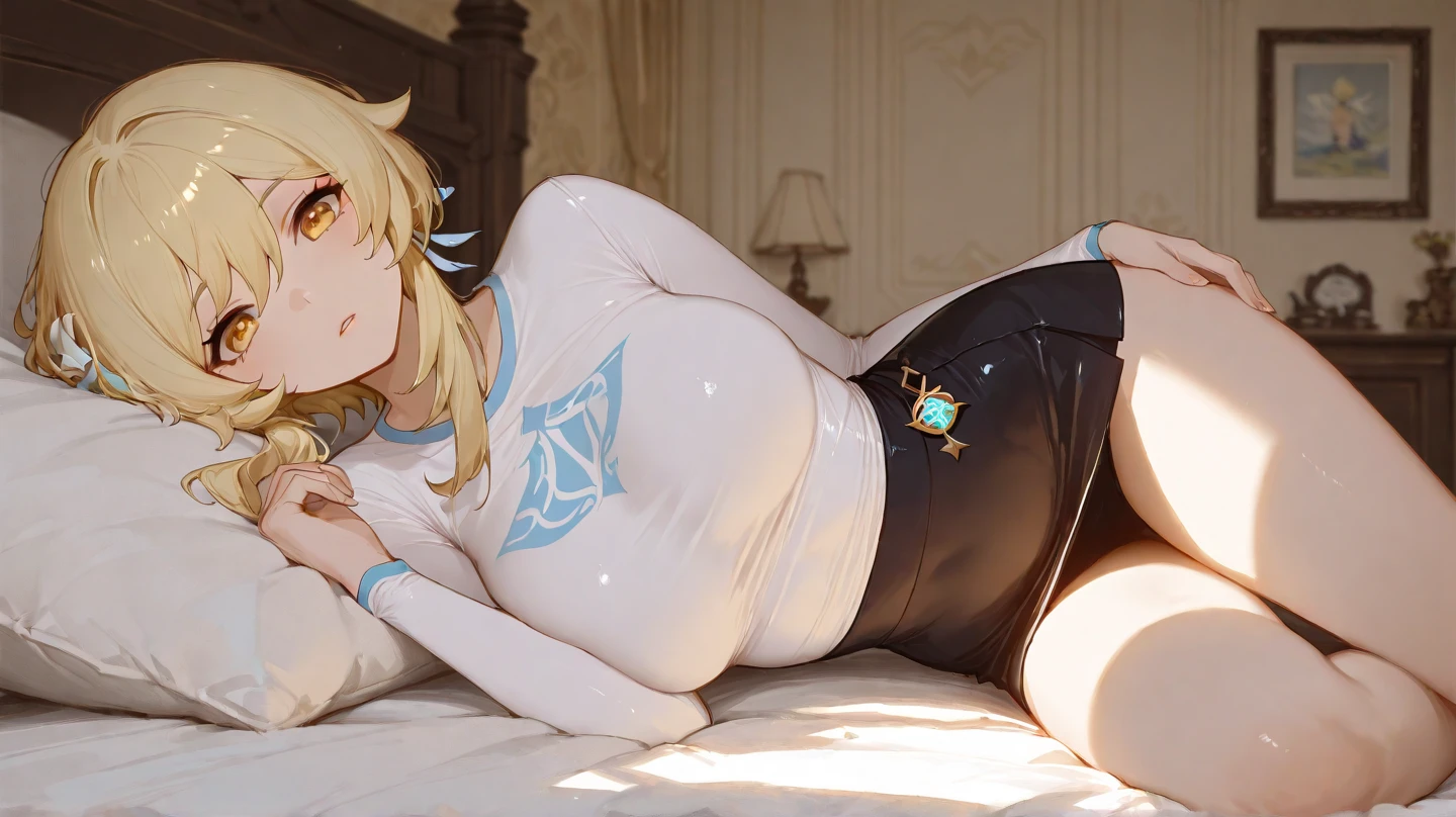 (masterpiece、best qualtiy、ultra-detailliert)、(beautifull detailed face、super detailed skin、Beautiful skin)、High contrast、(extremely delicate and beautiful)、Hyper-detailing、super detailed skin,
BREAK
NSFW、(1boy)、1girl、(anal:1.3)、(penis:1.3)、(anal sex:1.3)、spread legs、missionary、lying、legs up、soles、feet、large penis、(intense Sex:1.7)、(cum out:1.2)、(pussy juice:1.2)、arched back、
BREAK
16year old、medium breasts、(Yellow hair、short-hair)、with round face、Clear blue eyes、sleeveless dress, (cleavage)、Yellow dress, white bow, mismatched gloves, white gloves, black gloves, shoulder cutout, puffy long sleeves, detached sleeves, see-through sleeves, frills, shorts under dress, short shorts, Yellow shorts, thigh strap, knee boots, Yellow footwear、(bare breasts:1.3)、
BREAK
shiny hair、shiny skin、delicate linestailed face、shiny eyes、blush cheeks、
BREAK
hotel、a bed、
BREAK
POV、wince,(orgasm:1.5),awaiting tongue、(heart、spoken_heart:1.3)、(trembling:1.3)、Open mouth 、(gleaming skin:1.2)、saliva、pregnant、(looking at viewer、from above)、(motion_blur1.3)