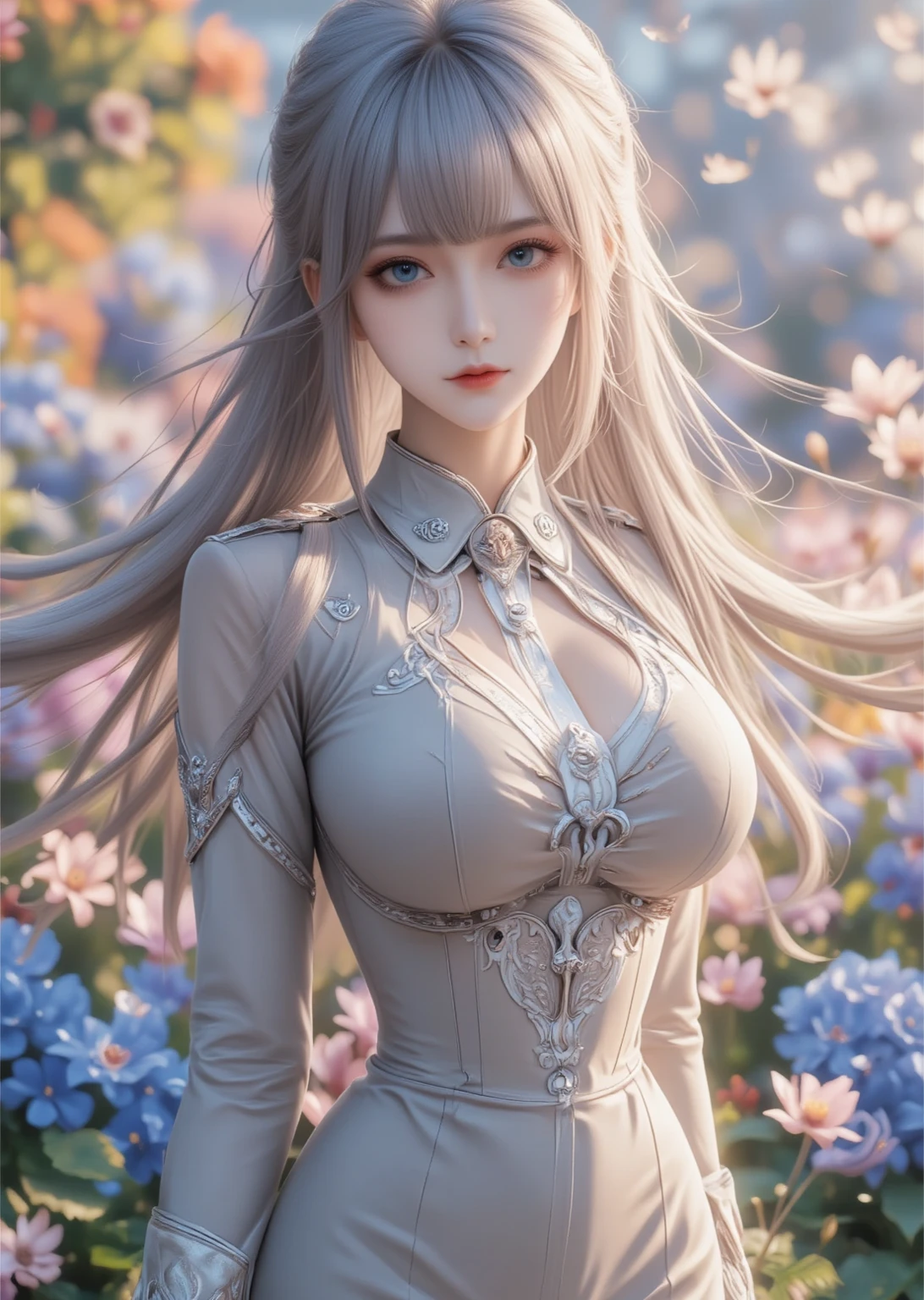 she can tolerate clothes, but no clothes, she will be happier., Artistic medium, bright and vibrant colors, Vibrant lights, lifelike eyes, Exquisite body details, Playful and carefree expression, outdoor environment, summer scent, Lush green plants, Aesthetic atmosphere