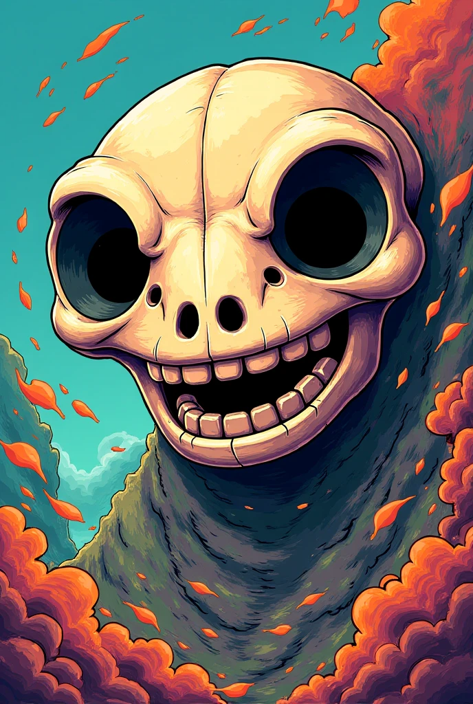 Skull,overwhelming, cartoon one piece style