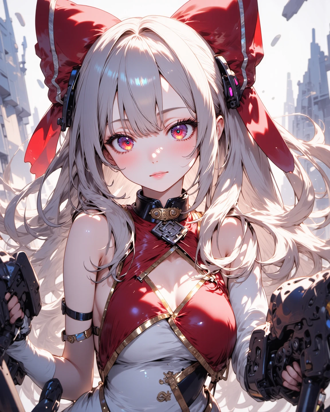 (((top-quality)))、(((ultra-detailliert)))、(((​masterpiece)))、(((comics)))、Superhero、action、Dynamic、Pow、Strong hit、Large breasts indicate cleavage、Exuding chaotic emblem Vessel of irreverent madness Rising and denying Numbness, blinking Disturbing sleep（Hako）Iron Princess Constantly self-destructing mud doll Unite Rebel Fill the earth and know your own powerlessness