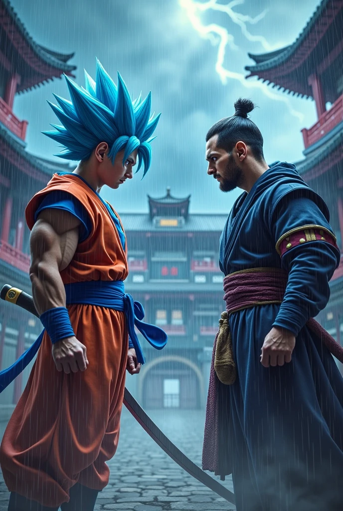 Master Roshi from Dragon Ball teaching his disciple Goku about life