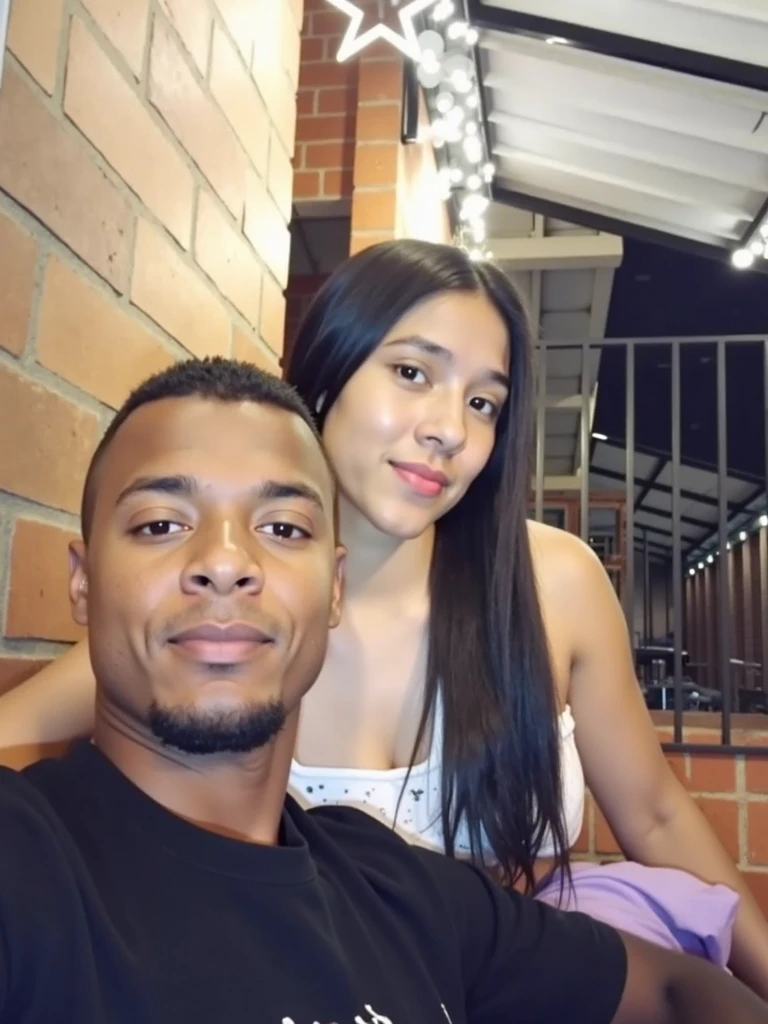 Vivian and Theo, branca dos olhos verdes, ele, negro dos olhos castanhos, with red Jordan cap.