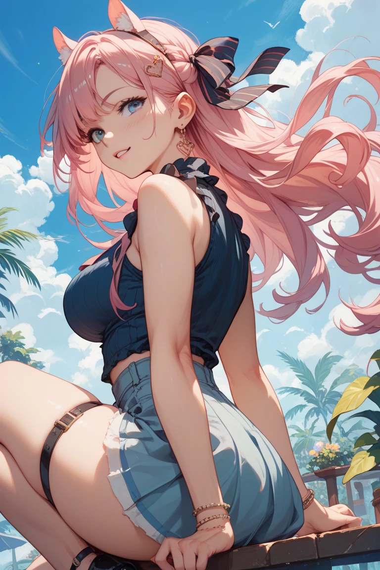 CG, unity, 8k, wallpapers, (tmasterpiece), (beste-Qualit),(1girl:1.3),better lighting, difficult pupils, Complex textiles, Detailed background, A park, evening, sunny, upper-body, on front, smileing, well-proportioned, Smooth skin, green colored eyes, white blouse, jeans skirt, Sandals, a necklace, (flower, butterfly, sunbeam light),Full nude,Full nude, Full nude,Full nude,with mouth open(Obscene bark,Pampering),scissorhands(Compare cheers,Hands on it,Close to the face),open waist,Show your legs,Shortened shoulders,Female genital exposure,lie down,close-up all over the body,sweat,Be red-faced,pink areolas,Female genital exposure,Pat your whole body wet,Sat,分开腿 ,missionary pose,spectacle,Female genitals,Urinating(Spray urine),(Self-paranoid female genitalia,Masturbation),(On the part of the female genital organs,Urine excretion,A translucent, 8K, super detaill, ccurate, Best Quality, 1080p, Гипер HD, 8K, pink long hair,pink fox ears,pink eyes,higly detailed,high detailed eyes,Correct anatomy,The best picture quality