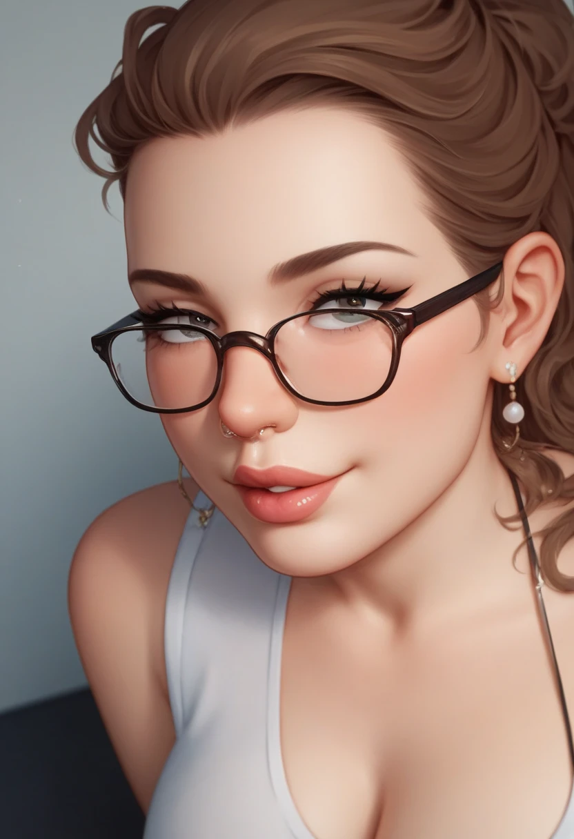 Super modelo na casa dos 20 anos com olhos cheios com gengibre escuro, long, detailed hair with detailed face and detailed body with glasses, pele detalhada, Casais.