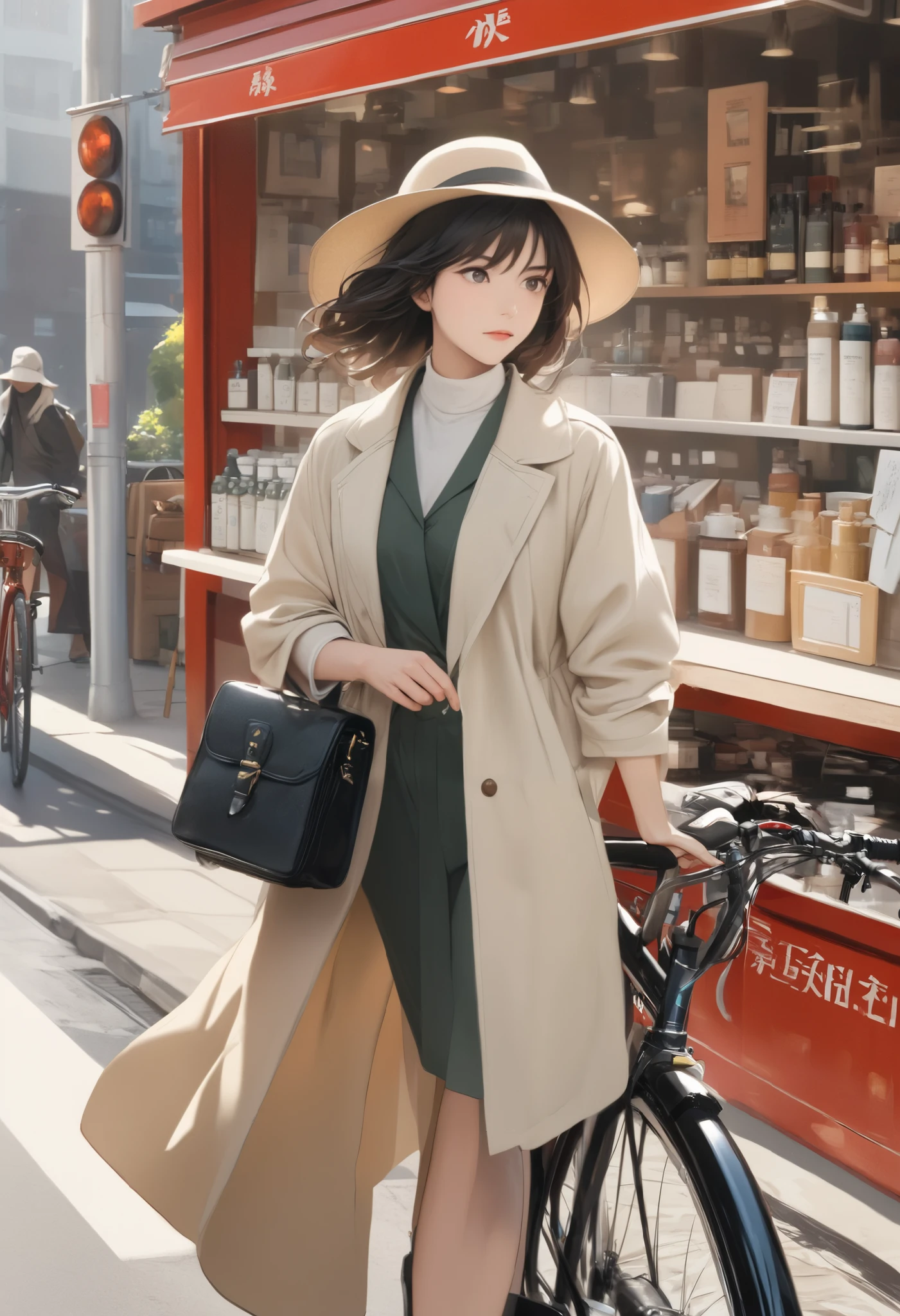 (Ghibli style, absurdres),
(Ultra-high resolution output, like spray art 0.2μmmDelicate particles, acrylic gouache versatile color paint, illustration, Precise sketch like a drawing, Clean line art with clean lines),
BREAK orange cat, One, That cat's occupation is a post office worker,
(soft and delicate ultra-fine coat, High quality soft bristles, Extremely realistic detailed fur, Super realism, Ghibli style),
(A black leather bag was attached to the front basket of the bicycle、Ride a red bicycle、Cats deliver letters, high detailed Ghibli style, extreme high res), Anime Scene, Ghibli style,