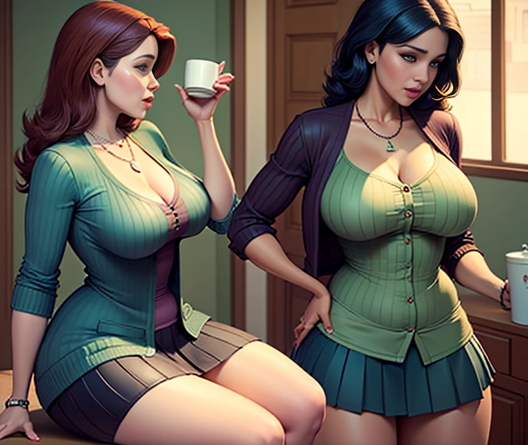 A mature, beautiful librarian with huge breasts in tight stockings, in a library, red hair, beautiful eyes, extremely sexy perspective, (best quality,4k,8k,highres,masterpiece:1.2),ultra-detailed,(realistic,photorealistic,photo-realistic:1.37),portrait,fantasy,chiaroscuro lighting,dramatic lighting,warm colors,cinematic