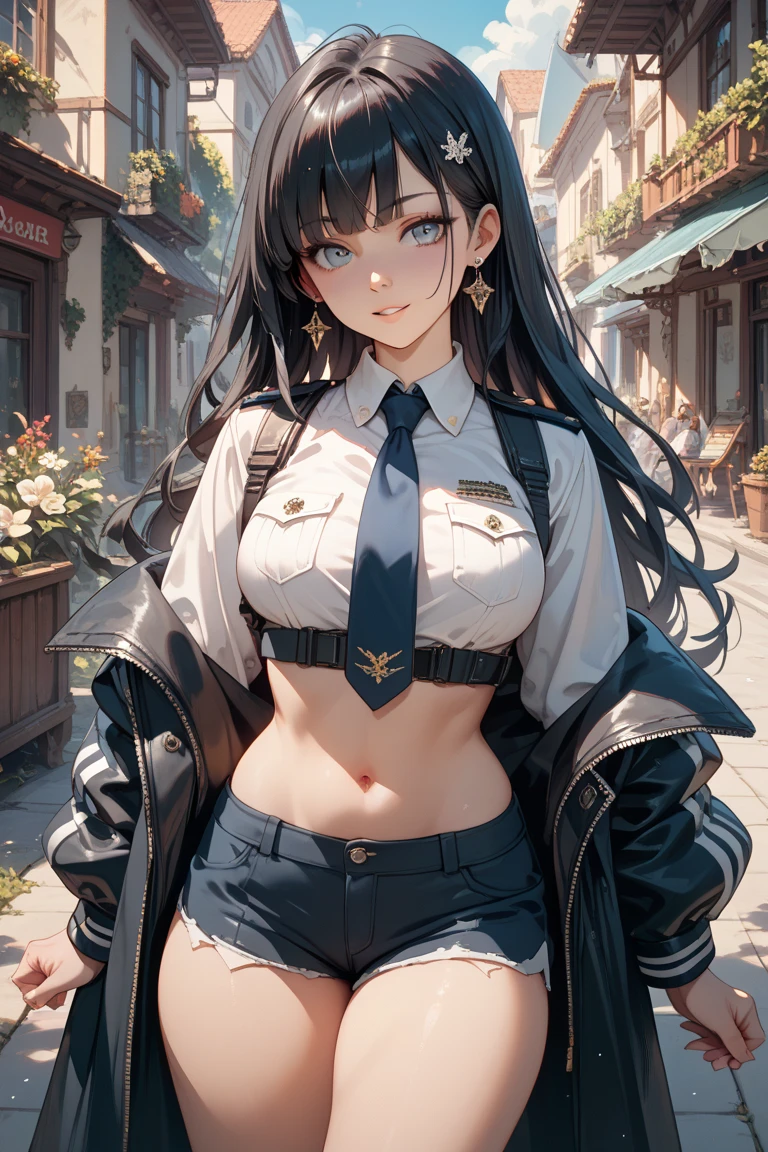 (masterpiece, Highest quality:1.2), alone, One person, Manhattan Cafe, Expressionless, View your viewers, Ahoge, Black jacket, shirt, tie, Black gloves, skirt, pantyhose, Single earring, tail ,((nsfw))