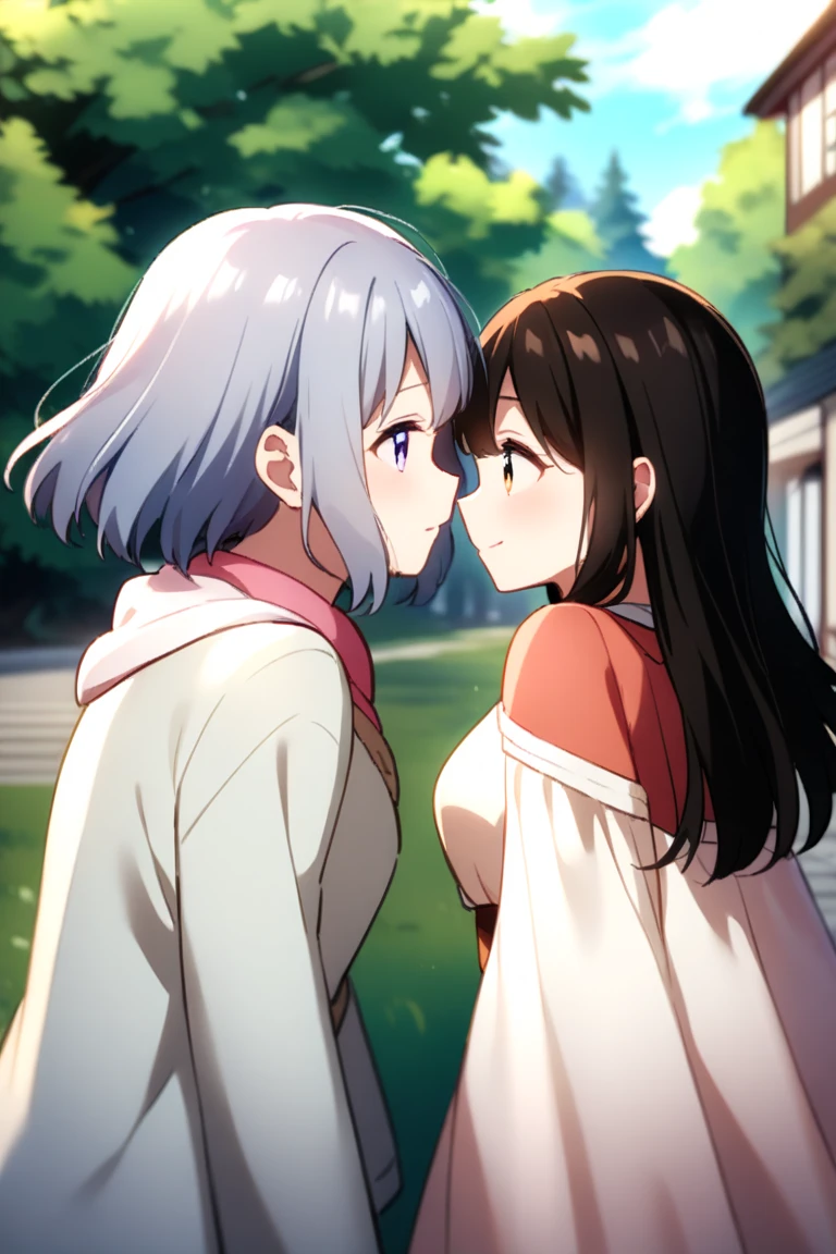 Screenshot of three girls, of 15/14 years kissing, a brunette with short hair down to above her shoulders and her hair is straight, another white one with short hair reaching above her shoulders curly and another with straight hair, down to below the shoulders white